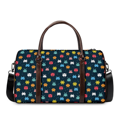 8-Bit Video Game Monsters Pattern Print Duffle Bag