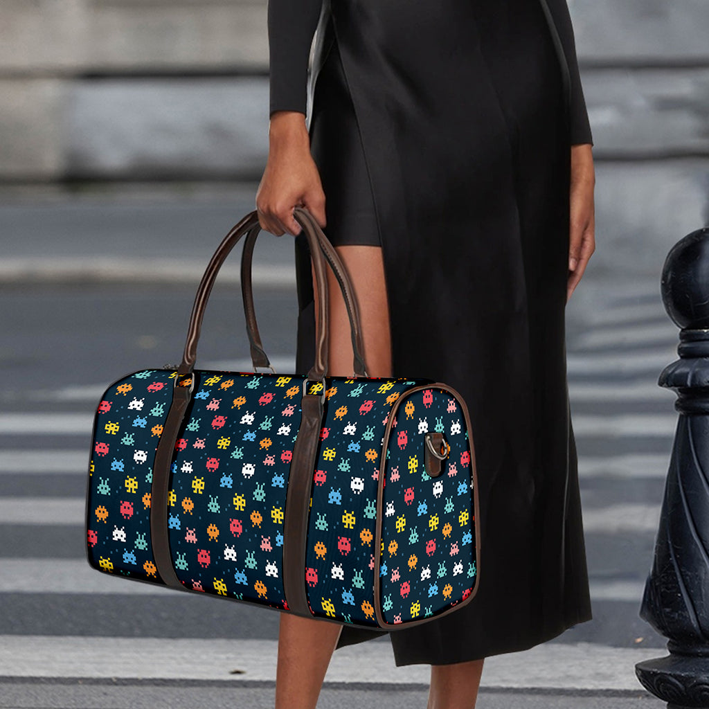 8-Bit Video Game Monsters Pattern Print Duffle Bag
