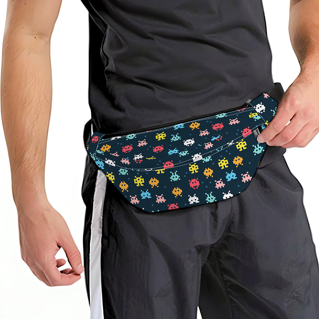 8-Bit Video Game Monsters Pattern Print Fanny Pack