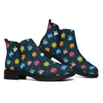 8-Bit Video Game Monsters Pattern Print Flat Ankle Boots