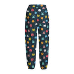 8-Bit Video Game Monsters Pattern Print Fleece Lined Knit Pants
