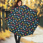 8-Bit Video Game Monsters Pattern Print Foldable Umbrella