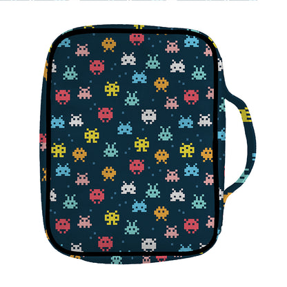 8-Bit Video Game Monsters Pattern Print Front Pocket Bible Bag