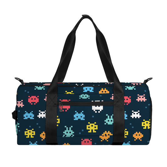 8-Bit Video Game Monsters Pattern Print Gym Bag