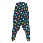 8-Bit Video Game Monsters Pattern Print Hammer Pants