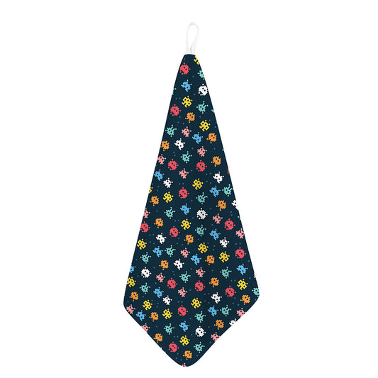 8-Bit Video Game Monsters Pattern Print Hand Towel