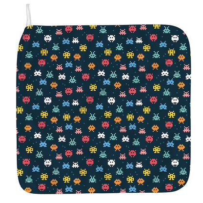8-Bit Video Game Monsters Pattern Print Hand Towel
