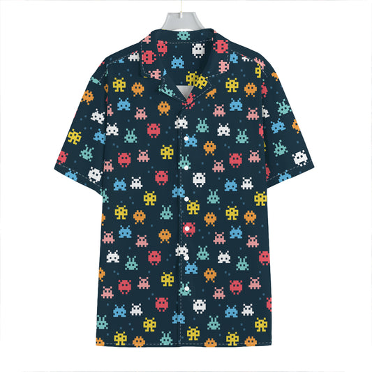8-Bit Video Game Monsters Pattern Print Hawaiian Shirt