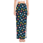 8-Bit Video Game Monsters Pattern Print High Slit Maxi Skirt