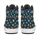 8-Bit Video Game Monsters Pattern Print High Top Leather Sneakers