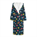 8-Bit Video Game Monsters Pattern Print Hooded Bathrobe
