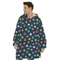 8-Bit Video Game Monsters Pattern Print Hoodie Blanket