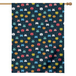 8-Bit Video Game Monsters Pattern Print House Flag