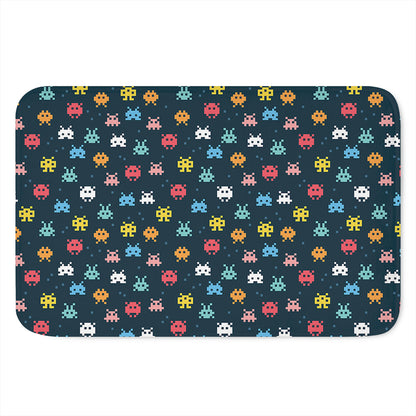 8-Bit Video Game Monsters Pattern Print Indoor Door Mat