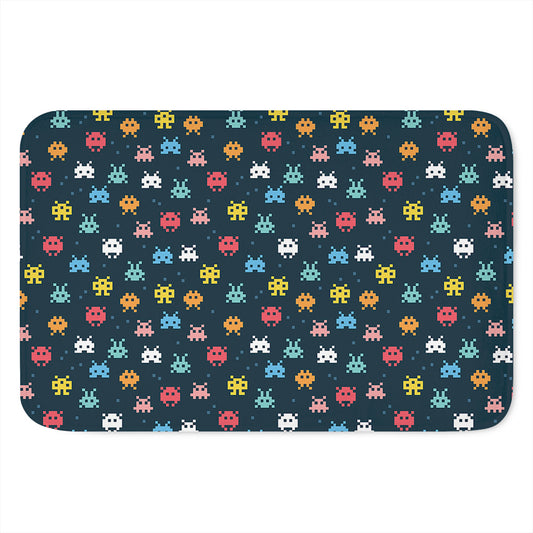 8-Bit Video Game Monsters Pattern Print Indoor Door Mat