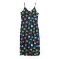 8-Bit Video Game Monsters Pattern Print Jersey Midi Cami Dress