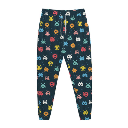 8-Bit Video Game Monsters Pattern Print Jogger Pants