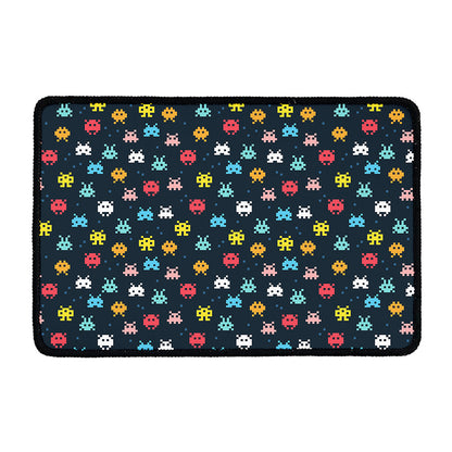 8-Bit Video Game Monsters Pattern Print Kitchen Mat