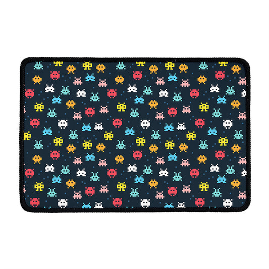 8-Bit Video Game Monsters Pattern Print Kitchen Mat