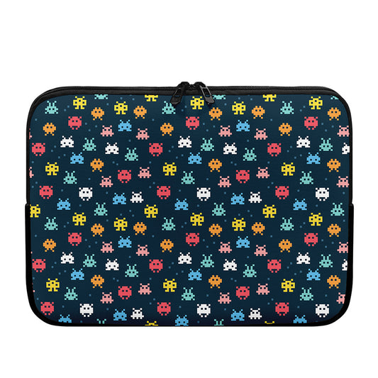 8-Bit Video Game Monsters Pattern Print Laptop Sleeve