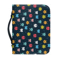 8-Bit Video Game Monsters Pattern Print Leather Bible Cover