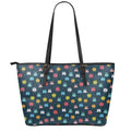 8-Bit Video Game Monsters Pattern Print Leather Tote Bag With Zipper