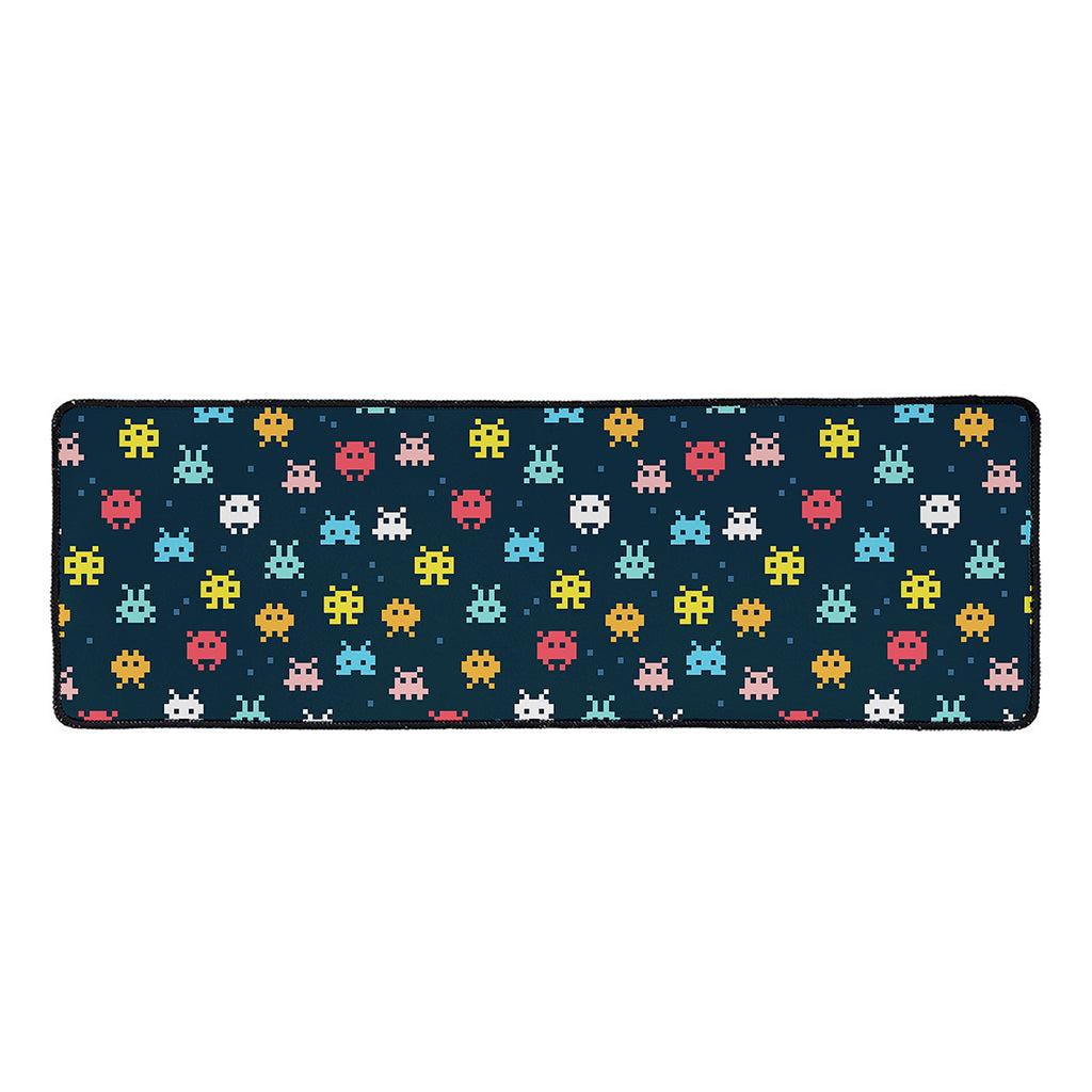 8-Bit Video Game Monsters Pattern Print Long Kitchen Mat