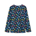 8-Bit Video Game Monsters Pattern Print Long Sleeve Short Coat