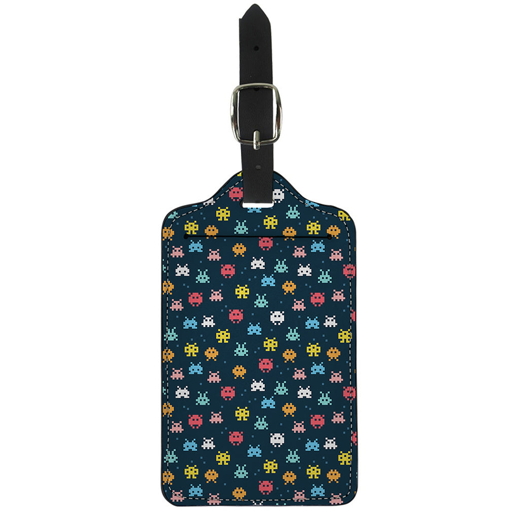 8-Bit Video Game Monsters Pattern Print Luggage Tag
