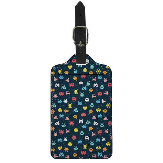 8-Bit Video Game Monsters Pattern Print Luggage Tag