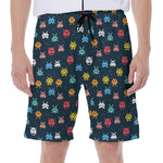 8-Bit Video Game Monsters Pattern Print Men's Beach Shorts