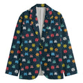 8-Bit Video Game Monsters Pattern Print Men's Blazer