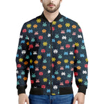 8-Bit Video Game Monsters Pattern Print Men's Bomber Jacket