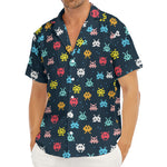 8-Bit Video Game Monsters Pattern Print Men's Deep V-Neck Shirt