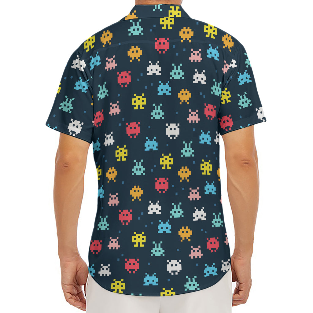 8-Bit Video Game Monsters Pattern Print Men's Deep V-Neck Shirt