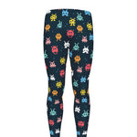8-Bit Video Game Monsters Pattern Print Men's leggings