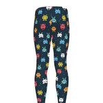 8-Bit Video Game Monsters Pattern Print Men's leggings