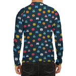 8-Bit Video Game Monsters Pattern Print Men's Long Sleeve Rash Guard