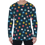 8-Bit Video Game Monsters Pattern Print Men's Long Sleeve T-Shirt