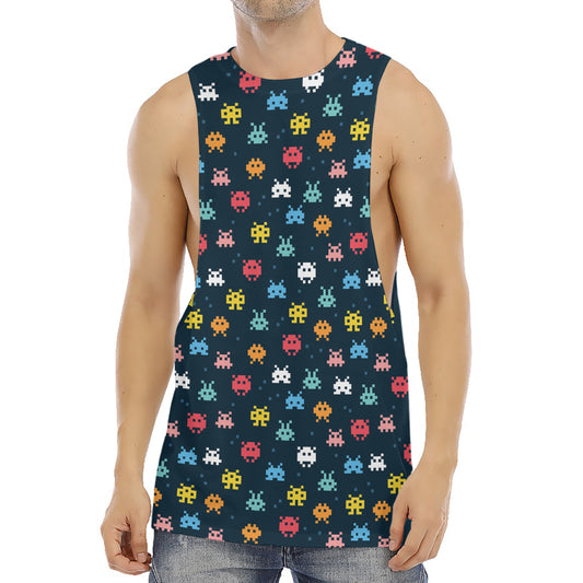 8-Bit Video Game Monsters Pattern Print Men's Muscle Tank Top