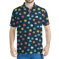 8-Bit Video Game Monsters Pattern Print Men's Polo Shirt