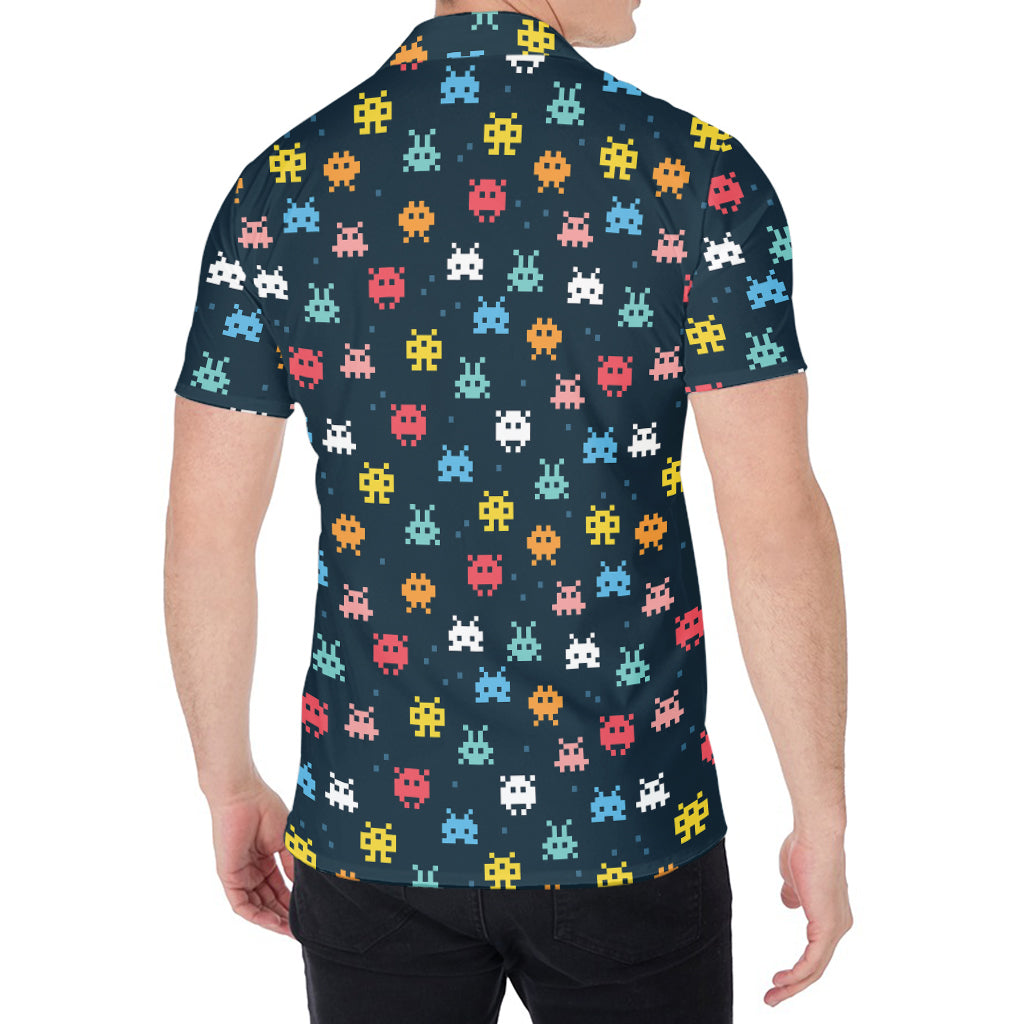 8-Bit Video Game Monsters Pattern Print Men's Shirt
