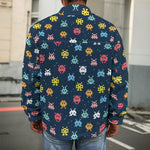 8-Bit Video Game Monsters Pattern Print Men's Shirt Jacket