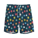 8-Bit Video Game Monsters Pattern Print Men's Sports Shorts