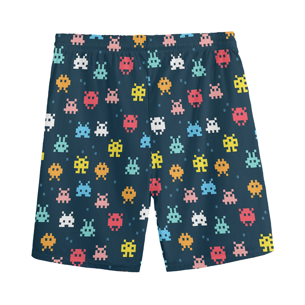 8-Bit Video Game Monsters Pattern Print Men's Sports Shorts