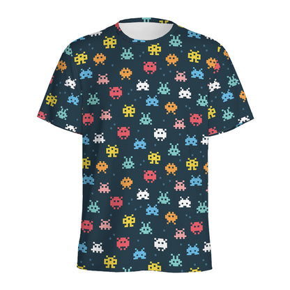 8-Bit Video Game Monsters Pattern Print Men's Sports T-Shirt