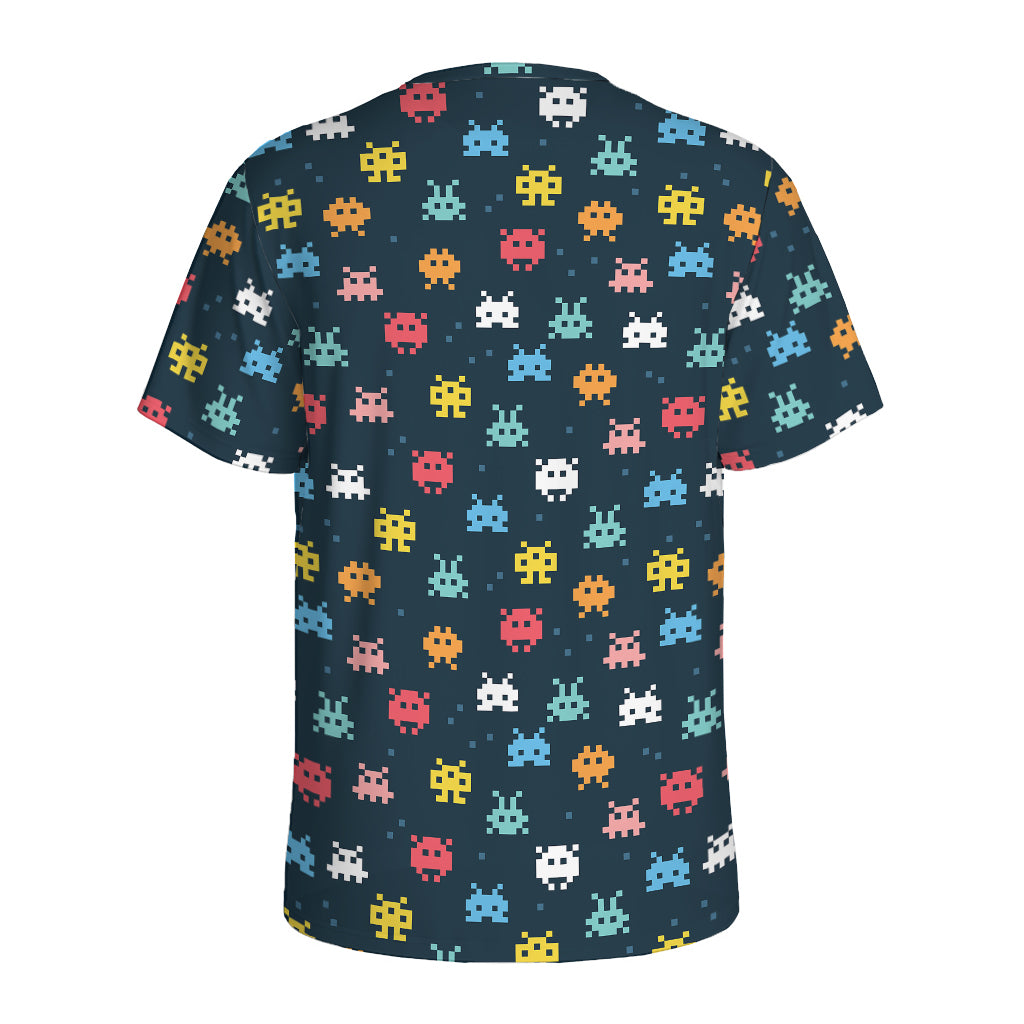 8-Bit Video Game Monsters Pattern Print Men's Sports T-Shirt