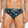 8-Bit Video Game Monsters Pattern Print Men's Swim Briefs