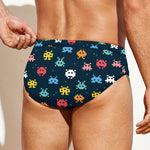 8-Bit Video Game Monsters Pattern Print Men's Swim Briefs