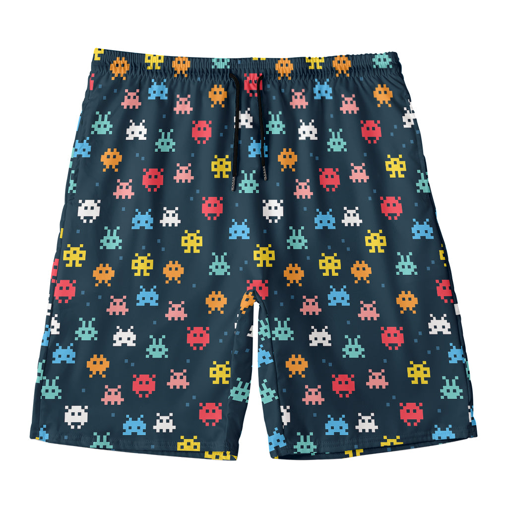 8-Bit Video Game Monsters Pattern Print Men's Swim Trunks